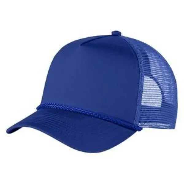 Structured 5 Panel Curved Bill Trucker Cap with Rope