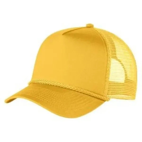 Structured 5 Panel Curved Bill Trucker Cap with Rope