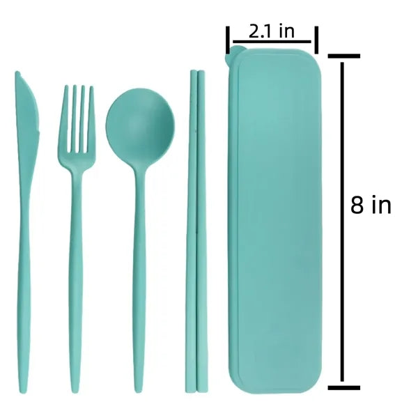 Wheat Straw Cutlery Set With Case Tableware Portable