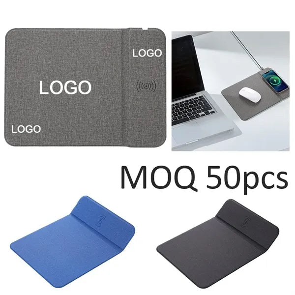 15W 2-in-1 PU Leather Magnetic Wireless Charging Mouse Pad