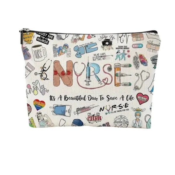 Large Cotton Linen Travel Cosmetic Bag