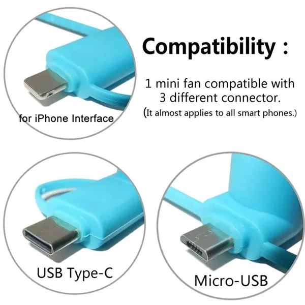 3 In 1 Usb Mini Fan Portable Mobile Phone Cooler