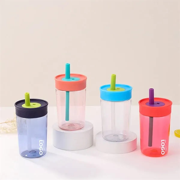 12oz Plastic Tumbler with Spill-Resistant Flexible Straw