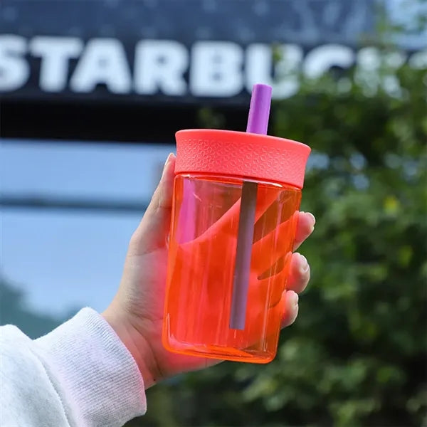 12oz Plastic Tumbler with Spill-Resistant Flexible Straw