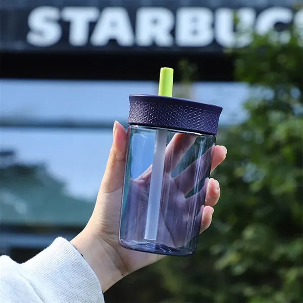12oz Plastic Tumbler with Spill-Resistant Flexible Straw