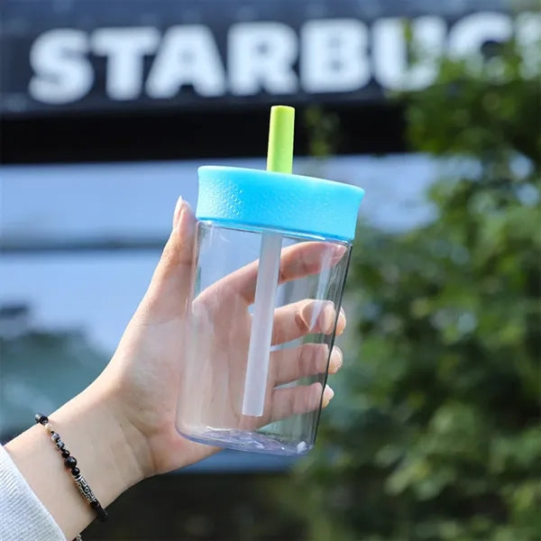 12oz Plastic Tumbler with Spill-Resistant Flexible Straw