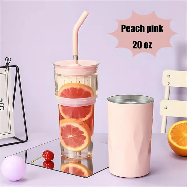 20oz Stainless Steel Tumbler with Lid and Straw