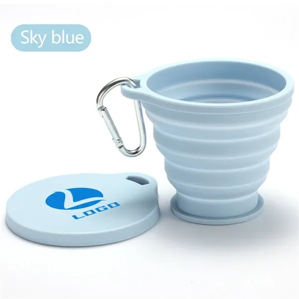 Silicone Collapsible Travel Camping Drinking Cup with Lid