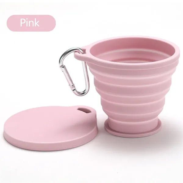 Silicone Collapsible Travel Camping Drinking Cup with Lid