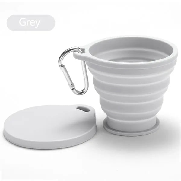 Silicone Collapsible Travel Camping Drinking Cup with Lid