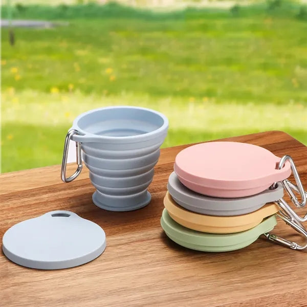 Silicone Collapsible Travel Camping Drinking Cup with Lid