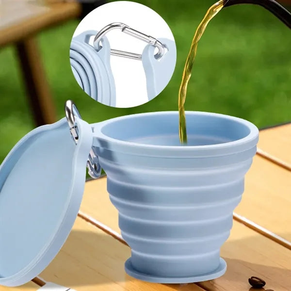 Silicone Collapsible Travel Camping Drinking Cup with Lid