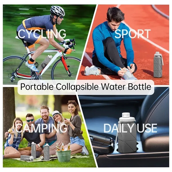 21oz Collapsible Silicone Water Bottle Leakproof for Travel