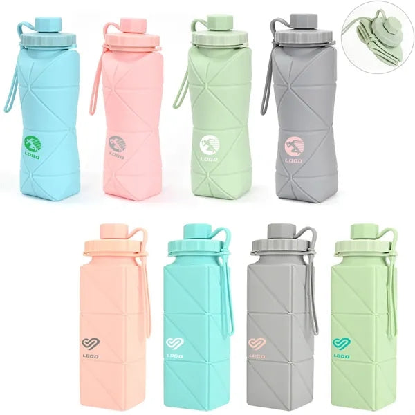 20oz Collapsible Silicone Water Bottle Leakproof for Travel