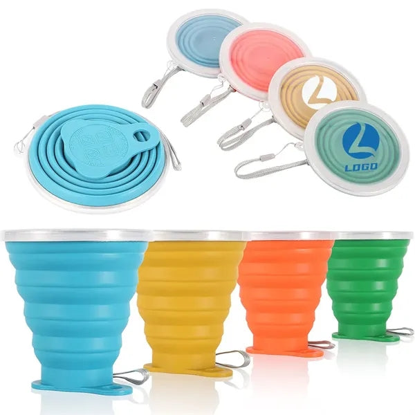 Silicone Collapsible Travel Camping Drinking Cup with Lid