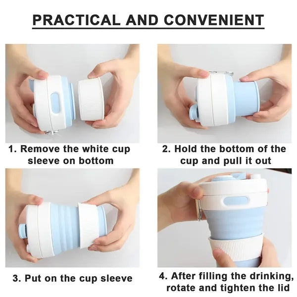 15oz Collapsible Silicone Camping Mug Travel Water Bottle