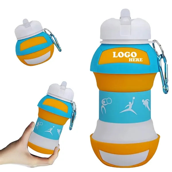 18OZ Volleyball Collapsible Silicone Water Bottle