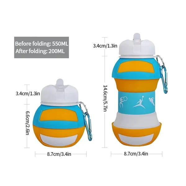 18OZ Volleyball Collapsible Silicone Water Bottle