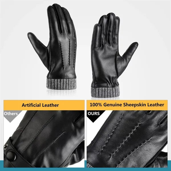 Touchscreen Winter Leather Gloves for Man