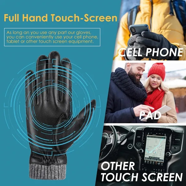Touchscreen Winter Leather Gloves for Man