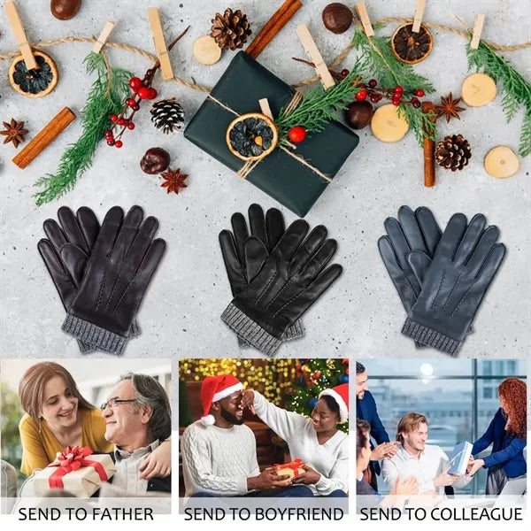 Touchscreen Winter Leather Gloves for Man