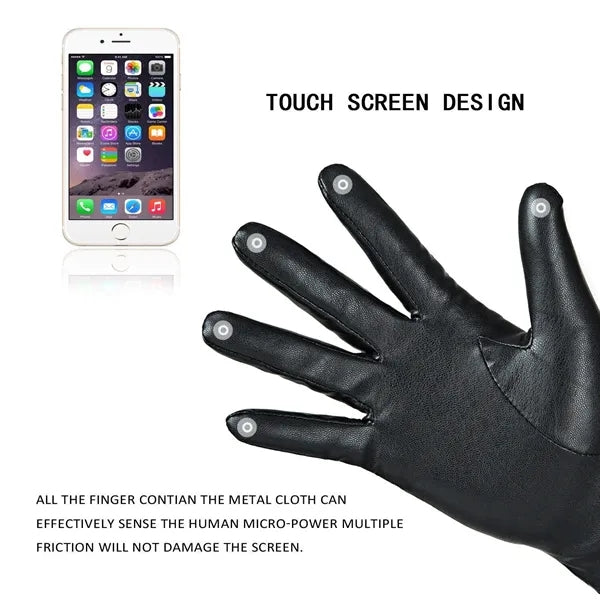 Touchscreen Winter Leather Gloves for Women