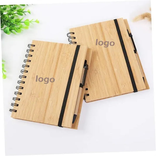 B6 Wooden Spiral Notebook w/Bamboo Pen