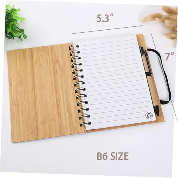 B6 Wooden Spiral Notebook w/Bamboo Pen