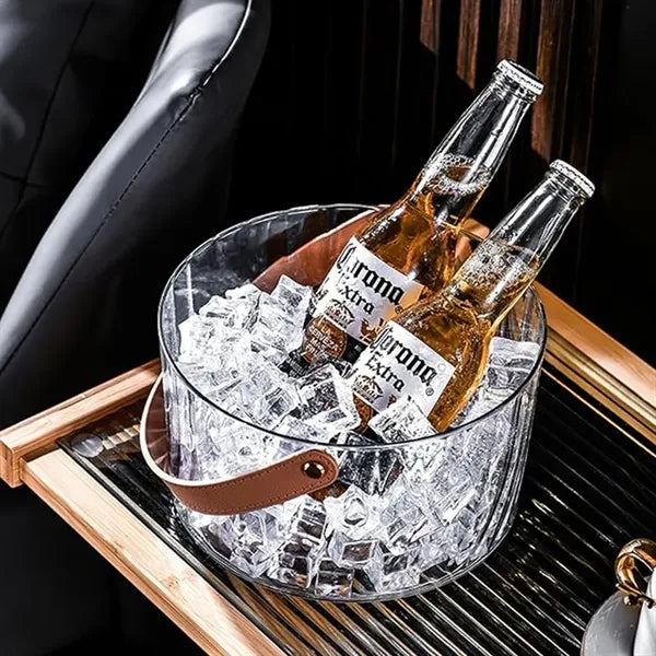 Big Clear Ice Bucket with Handle for Parties
