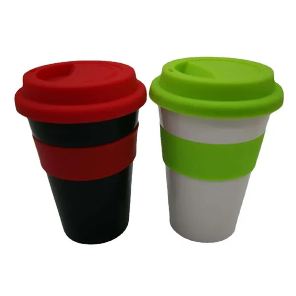 15oz Bamboo Wheat Straw Coffee Cups with Non-Slip Sleeve