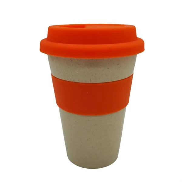 15oz Bamboo Wheat Straw Coffee Cups with Non-Slip Sleeve