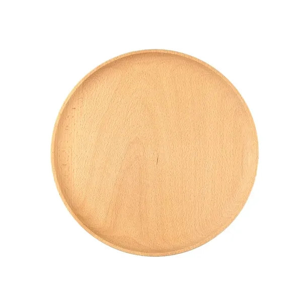 Natural Beechwood 8" Round Plate Fruit Snacks Appetizers
