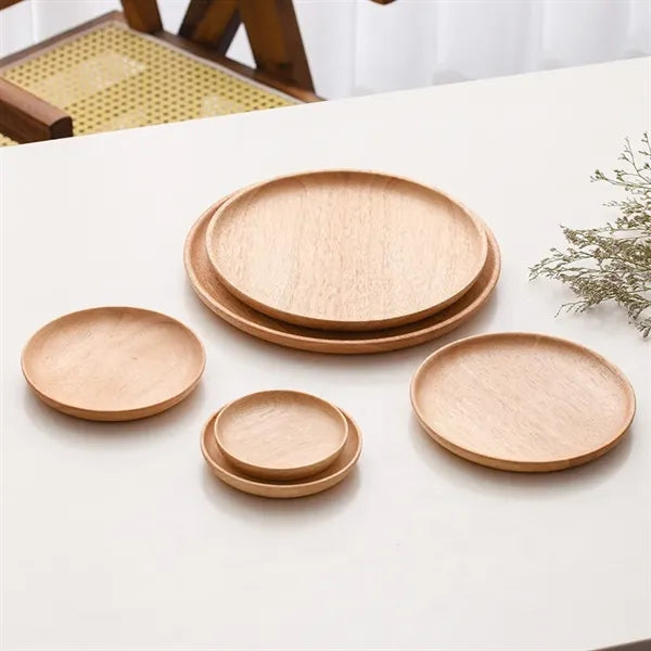 Natural Beechwood 8" Round Plate Fruit Snacks Appetizers