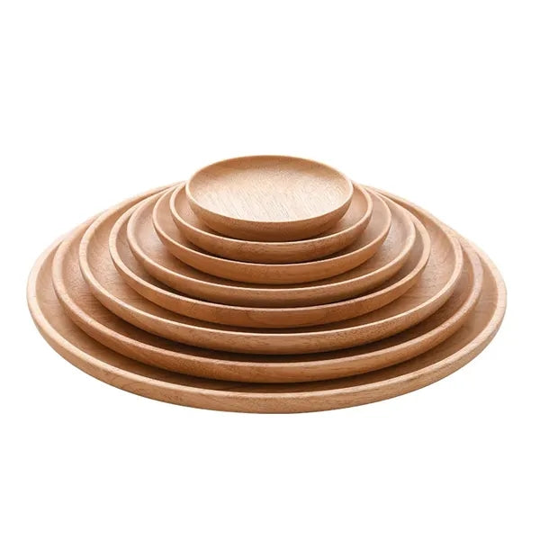 Natural Beechwood 8" Round Plate Fruit Snacks Appetizers