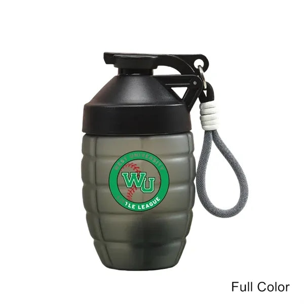 20 oz Grenade Shaped Plastic Shaker Bottle With Handle