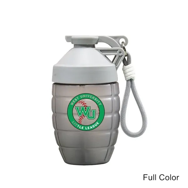 20 oz Grenade Shaped Plastic Shaker Bottle With Handle