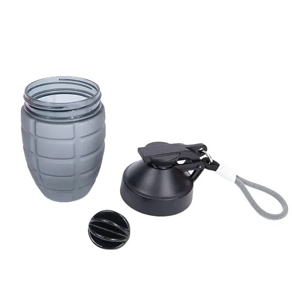 20 oz Grenade Shaped Plastic Shaker Bottle With Handle