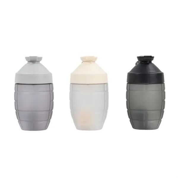 20 oz Grenade Shaped Plastic Shaker Bottle With Handle