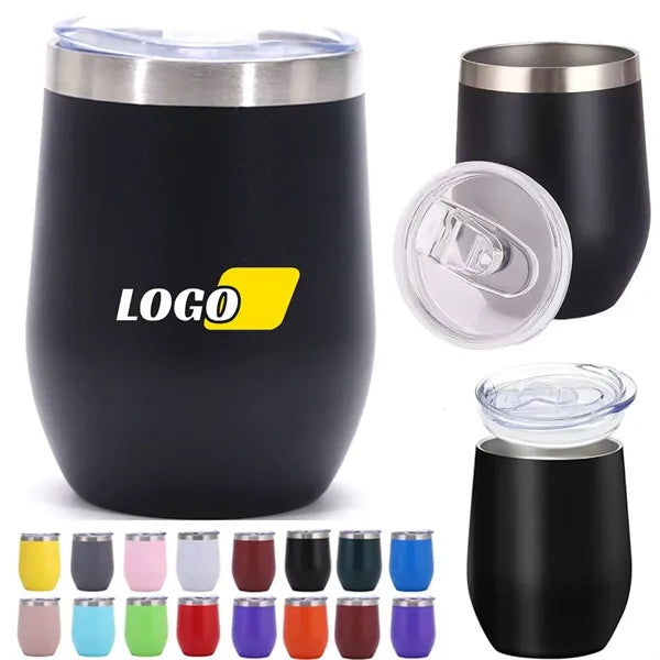 12oz Stainless Steel Wine Tumbler With Lid