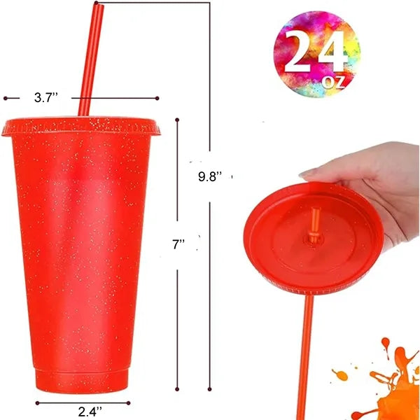 24Oz Plastic Tumblers with Lids and Straws