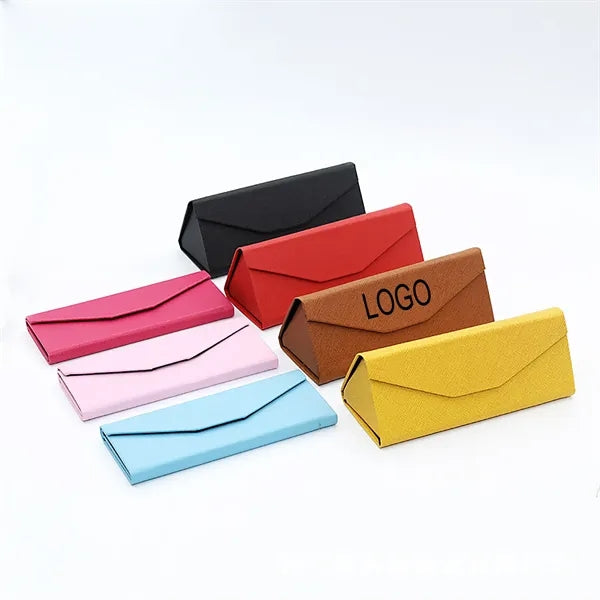 Triangular Foldable Leather Eyeglass Case