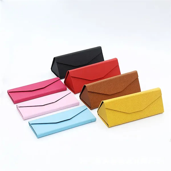 Triangular Foldable Leather Eyeglass Case
