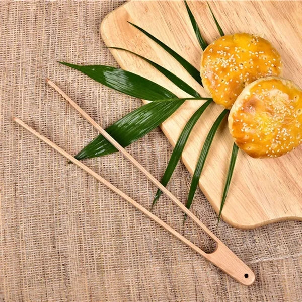Wooden Food Tongs for Baking, BBQ, and Serving