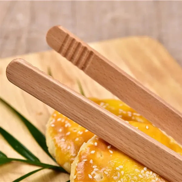 Wooden Food Tongs for Baking, BBQ, and Serving