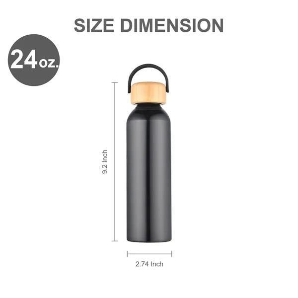 24 oz. Recycled Aluminum Water Bottle w/ Bamboo lid