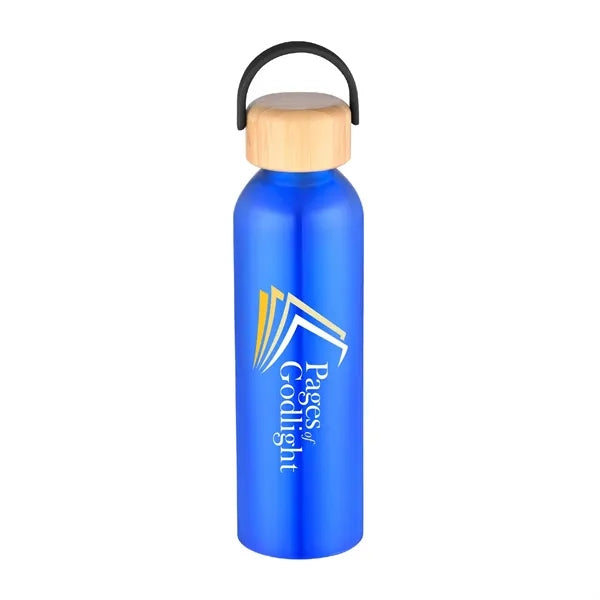 24 oz. Recycled Aluminum Water Bottle w/ Bamboo lid