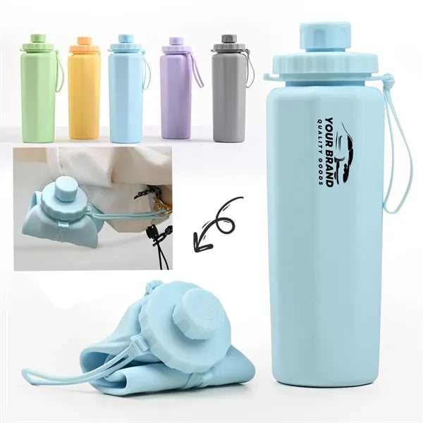 20Oz. Foldable Travel Drinking Tumbler Silicone Water Bottle