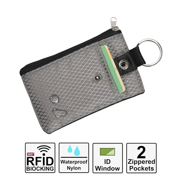 RFID Blocking Small Wallet W/ ID Window Lanyard Pouch