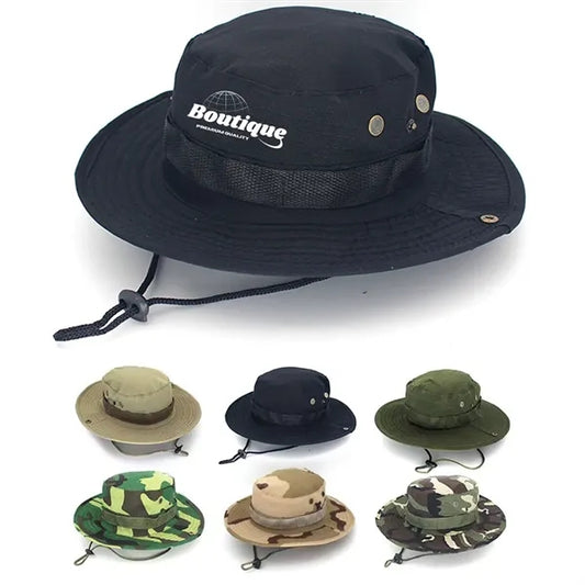Outdoor Sun-Hats Mesh Wide-Brim Beach Hat W/ Ponytail-Hole