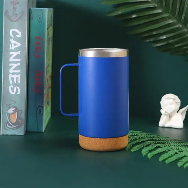 16oz Insulated Vacuum Coffee Mug with Cork Bottom and Handle